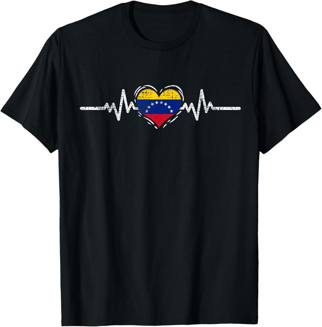 Venezuela Flag Heartbeat Venezuelan Roots Vintage T-Shirt, Medium