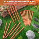 Jetec 250 Pcs 8 Inch Orange Plastic Landscape Edging Spikes Spiral Anchoring Garden Nails for Paver, Weed Barriers, Turf, House Construction Ground Lawn