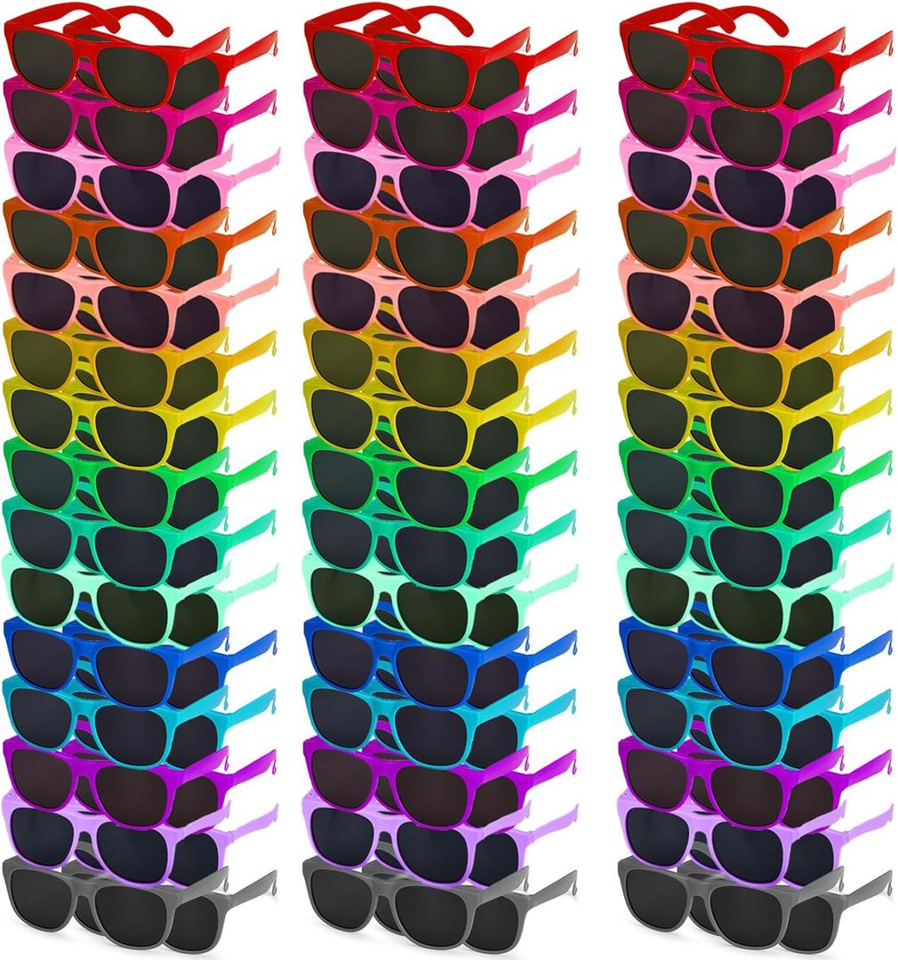 100 Pairs 20 Colors Sunglasses Bulk,Party Sunglasses for Adults Teens and Kids,80s Retro Style Plastic Sunglasses for Birthday Graduation Pool Beach Party Supplies,Holiday Gifts