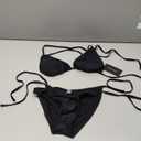 Suvimuga Women's Triangle Bikini Top Push up Padded Halter String Bathing Suits Top (Black), S