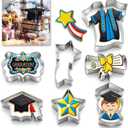 Graduation Cookie Cutters Set of 7, Stainless Steel, Cap Gown Diploma Graduate Star Shapes, for Graduation Celebration Party