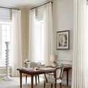 Pinch Pleated Linen Sheer Curtains 132 Inches Long for High Ceiling Living Room Custom Made Memory Shaped Pleat Drapes with Hooks Rings Back Tab Extra Long Light Filtering Luxury 132 Inch Curtain (Natural)