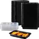 300PCS Black Sushi Trays with Lids Plastic Sushi Containers Disposable Sushi Box (XL)