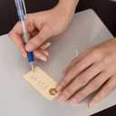 100 Small Manila Paper Tags with String - #1, 2 3/4 x 1 3/8 - Hang Shipping Labels with String Attached and Reinforced Hole, Pre-Strung Tags