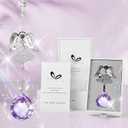 Memorial Gift Modern Sympathy Gift for Lose of Mom, 3D Angel Design Grief Hanging Ornament with 40mm Light Purple Crystal Ball Rainbow Maker, Bereavement Gift Idea for Women