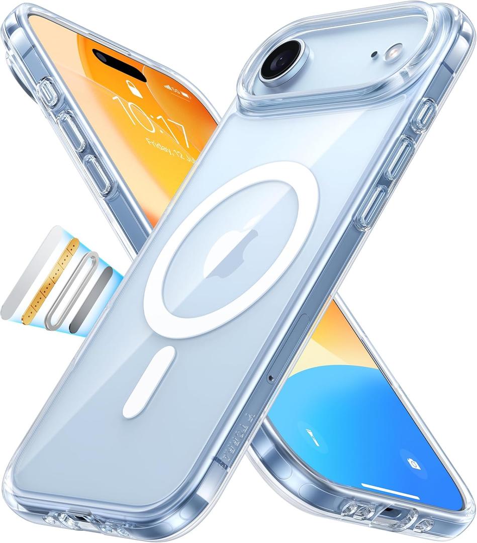 TORRAS Stronger Magnetic Clear for iPhone Air Case 6.5'', Thin Fit for MagSafe, Transparent & Anti Yellowing Slim Case for iPhone 17 Air with Camera Control Button, Drop Tested, Diamond Clear