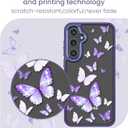 for Samsung Galaxy A35 5G Case+Tempered Glass Screen Protector,Military Grade Protective Slim Soft TPU & Hard PC,Girls Women Crystal Clear Flower Pattern Case Cover for A35 5G-Purple Butterfly