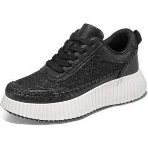 mysoft Women's Platform Chunky Sneakers Comfortable Lightweight Fashion Sneaker Casual Walking Shoes (6, Black Glitter)