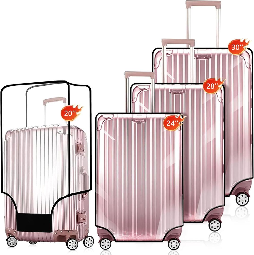 4 Pieces Thicken Clear Luggage Cover Protector,20" 24" 28"30"for Tsa Approved Suitcase Cover Set for Suitcase Waterproof Dustproof Anti-scratch Travel Suitcase Covers Case for Wheeled Luggage