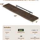 Vivelove Live Edge Floating Shelves for Wall Solid Elm Wood, Rustic Farmhouse Wall Shelf with Invisible Bracket for Living Room Bedroom Bathroom Office Book, 40 Inches - Set of 2 - Dark Walnut