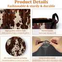 Brown Cow Skin Print Laundry Basket with Sturdy Handles, Nature Cowhide Collapsible Oxford Cloth Laundry Hamper Organizer Basket for Bathroom Bedroom 15.7x20 Inch