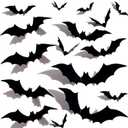 5 x Halloween Bats Decoration, 4 Different Sizes 3D Realistic PVC Bats Stickers for Outdoor Scary Bat Sticker for Home Decor Bathroom Indoor Halloween DIY Home Decor Party Supplies 16PCS