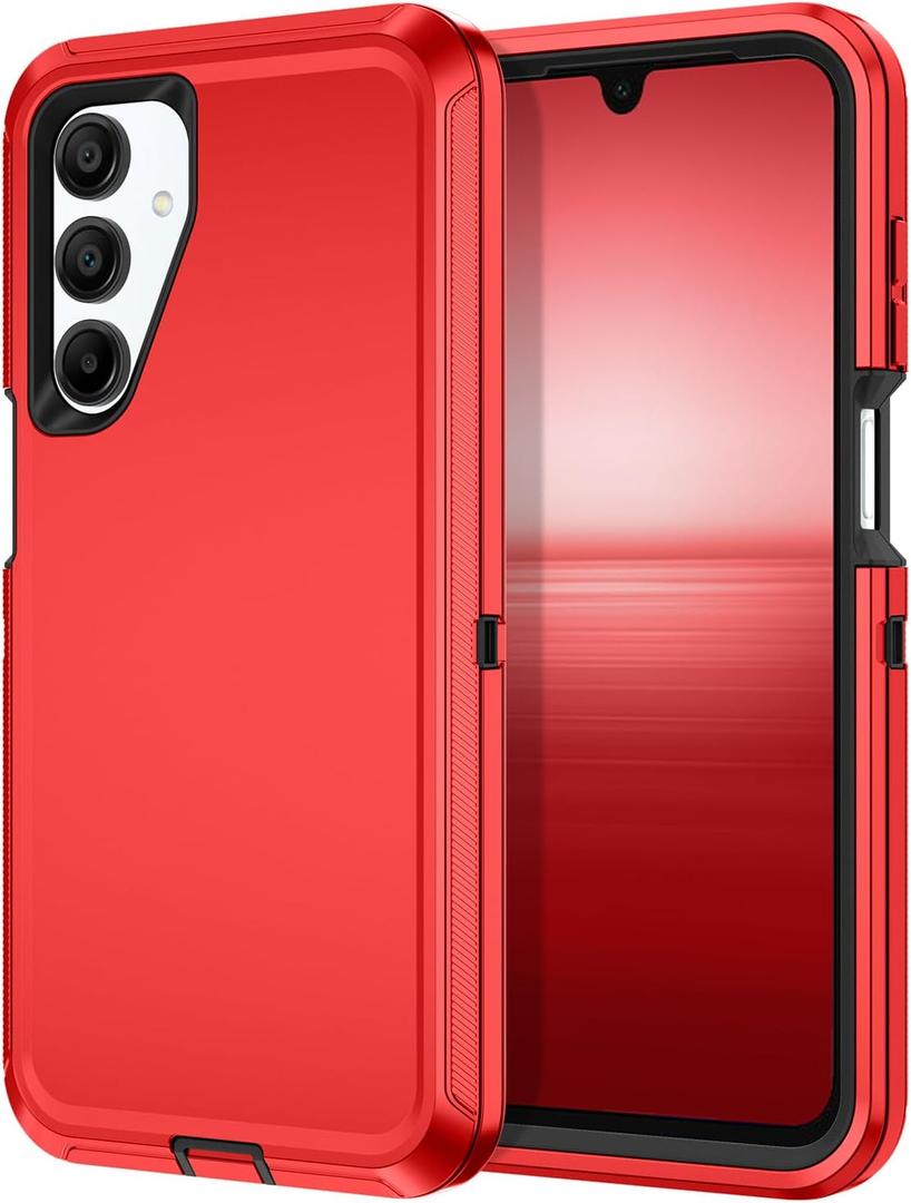 I-HONVA for Samsung Galaxy A16 5G Case Shockproof Dust/Drop Proof 3-Layer Full Body Protection [Without Screen Protector] Rugged Heavy Duty Cover Case for Galaxy A16 5G,Red/Black