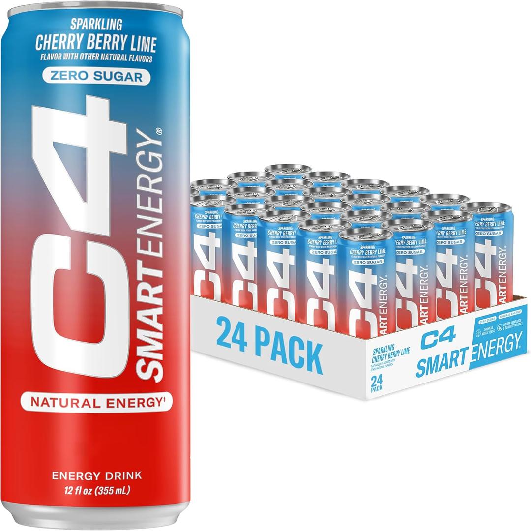 Cellucor C4 Smart Energy Drink - Sugar Free Performance Fuel & Nootropic Brain Booster, Coffee Substitute or Alternative | Cherry Berry Lime 12 Oz - 12 Pack, BBD: 06/26
