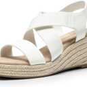 DREAM PAIRS Womens Platform Espadrilles Wedge Sandals, Slip on Elastic Ankle Strap Sandals for Women Casual Dressy Summer (6.5, White-pu)