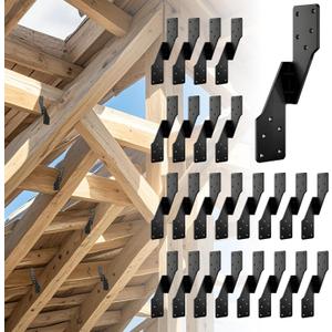 Black Right Hurricane Brackets,Hurricane Ties for Rafters,Hurricane Clips,Hurricane Straps for Shed,Seismic/Truss Brackets,Hurricane Straps for Building,Rafter Hangers(Right 25 pcs)