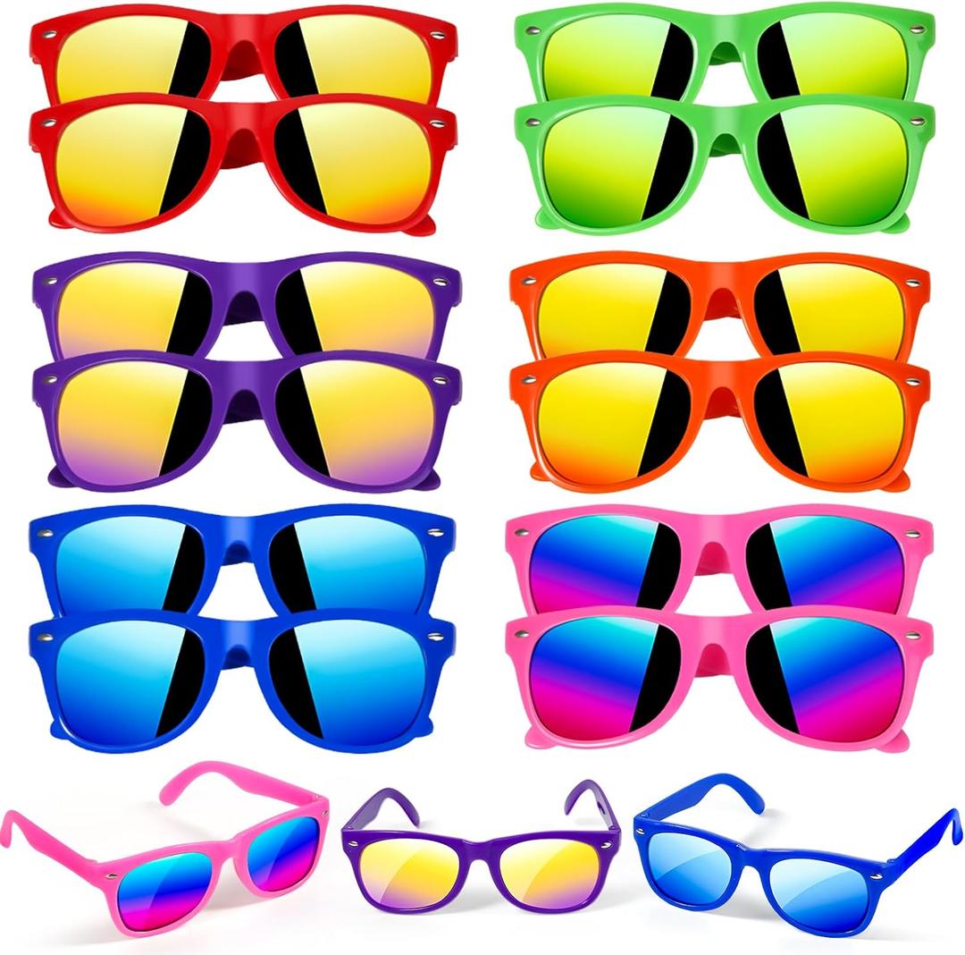 Kids Sunglasses Bulk Party Favors, 24 Pack Boys Girls Sunglasses for Kids, Neon Sunglasses with UV400 Protection, School Prizes Goodie Bags Stuffers for Summer Beach Pool Birthday Party Supplies