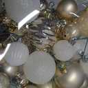 Christmas Tree Ornaments Set, 50 ct Champagne and White Xmas Ornaments Balls for Christmas Tree Decorations Shatterproof Xmas Hanging Ball for Halloween Party Home Decor (Hooks Included)