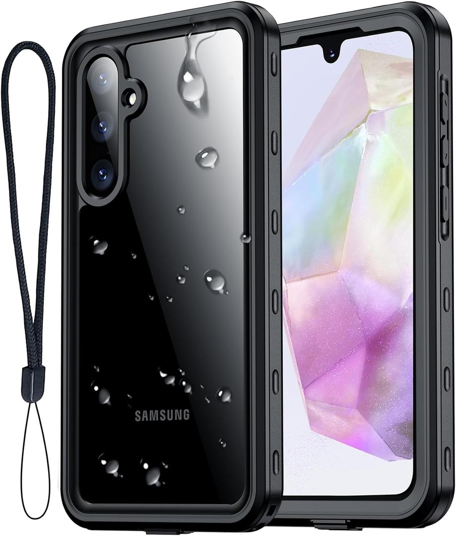 for Samsung Galaxy A35 5G Case Waterproof, [IP68 Underwater][Dropproof][Dustproof][Real 360] [Non-Slip] Heavy Duty Tough Rugged Shockproof Protective Phone Case for Galaxy A35 5G 6.6",Black