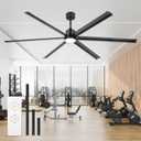 84 Inch Ceiling Fan with Light, Industrial Aluminum Blades, DC Motor 6 Speed Reversible,Covered Outdoor Patio Garage,CF06BK-84