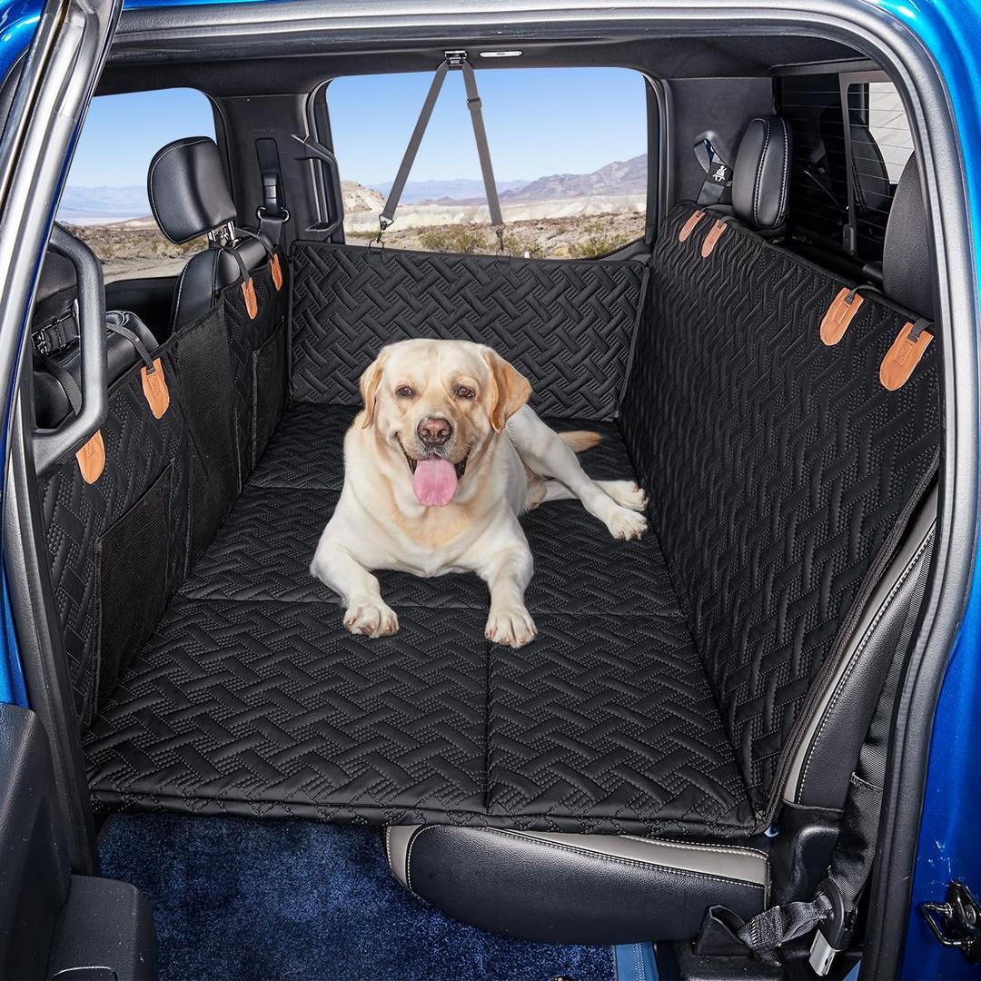 Dog Back Seat Extender for Truck,Truck Dog Seat Cover Back Seat,Dog Hammock for Truck,Hard Bottom Seat Extender,Pet Seat Covers for F150/RAM1500/Silverado (Black)