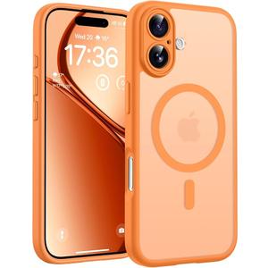 TOCOL for iPhone 17 Case, Full Camera Protection, Builtin Magnetic Ring, Compatible with Magsafe Charger, Drop Protection, Translucent Matte Phone Case for iPhone 17 6.3 inch (Orange)