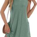 BKRIVE Coverup Summer Dresses for Women 2026 Eyelet Casual Loose Sleeveless Sundresses Tank Dresses with Pockets (Large, Bright Green)