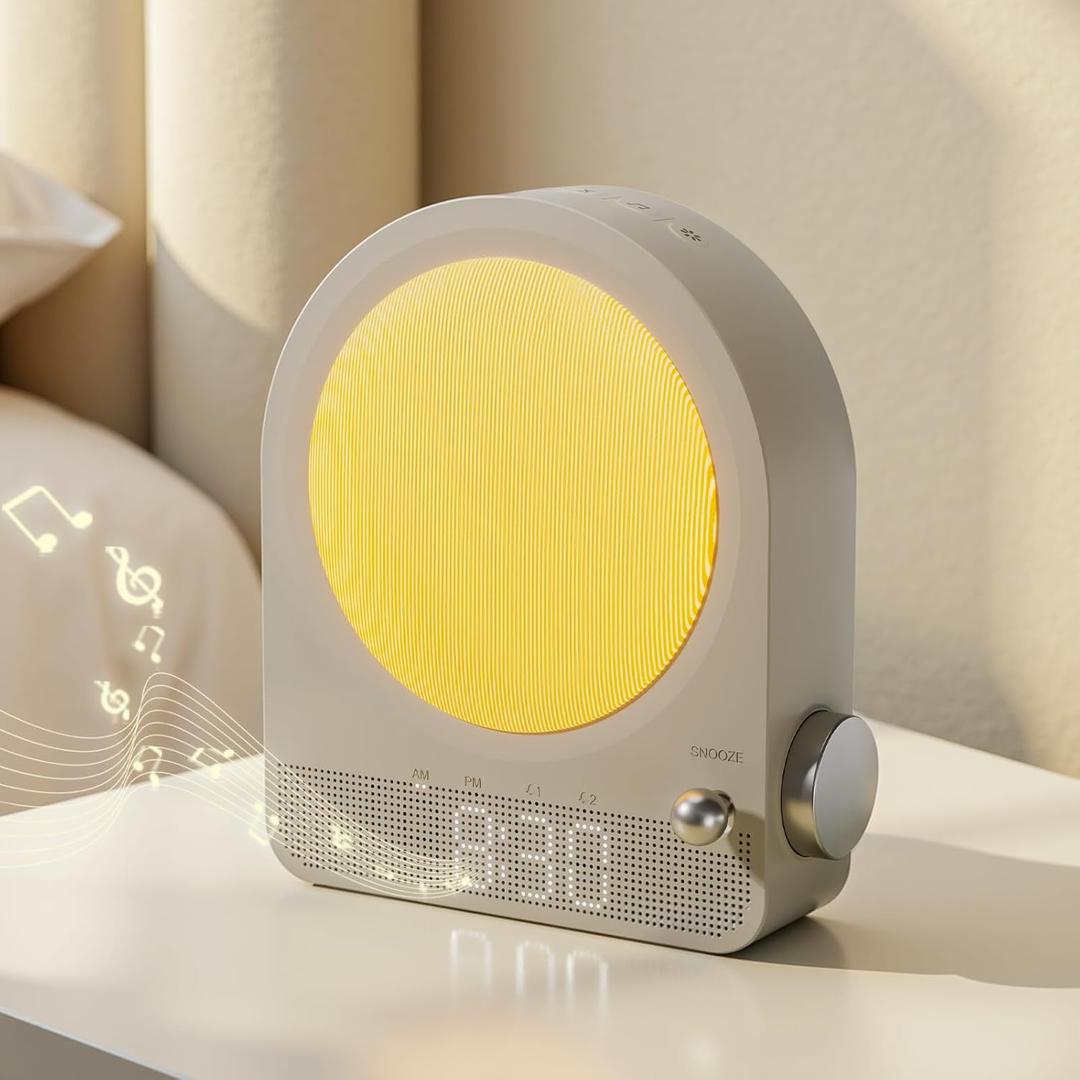 Vivilumens Sunrise Alarm Clock Wake Up Light, Night Lamp Clocks for Bedrooms with Meteors Lights, 10 White Noise Sound with 30/60/90 Timer, Dual Alarm Clock for Heavy Sleepers, Gifts for Women