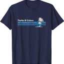 Turks and Caicos T-Shirt Vintage 80s Palm Trees Sunset Tee T-Shirt (Blue, M)