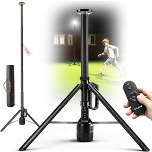 SYLSTAR 360 Rechargeable Work Light with Remote &Telescopic Stand (8.4Ft), 3000LM Ultra Bright, 8000mAh Battery, 3CCT Dimmable, Portable Camping Light for Jobsite Workshop Sports Emergencies(Black)