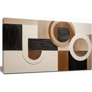 Tarfupth Brown Abstract Wall Art for Living Room Large Black Boho Geometric Modern Minimalist Canvas Prints Artwork for Bedroom Office Kitchen Ready to Hang 20x40 Inch