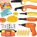 Kids Cardboard Construction Tool Set with Electric Drill & Tool Belt -258PCS, STEM Building Kit for Creative Craft Projects, Educational DIY Engineering Toy for Boys & Girls