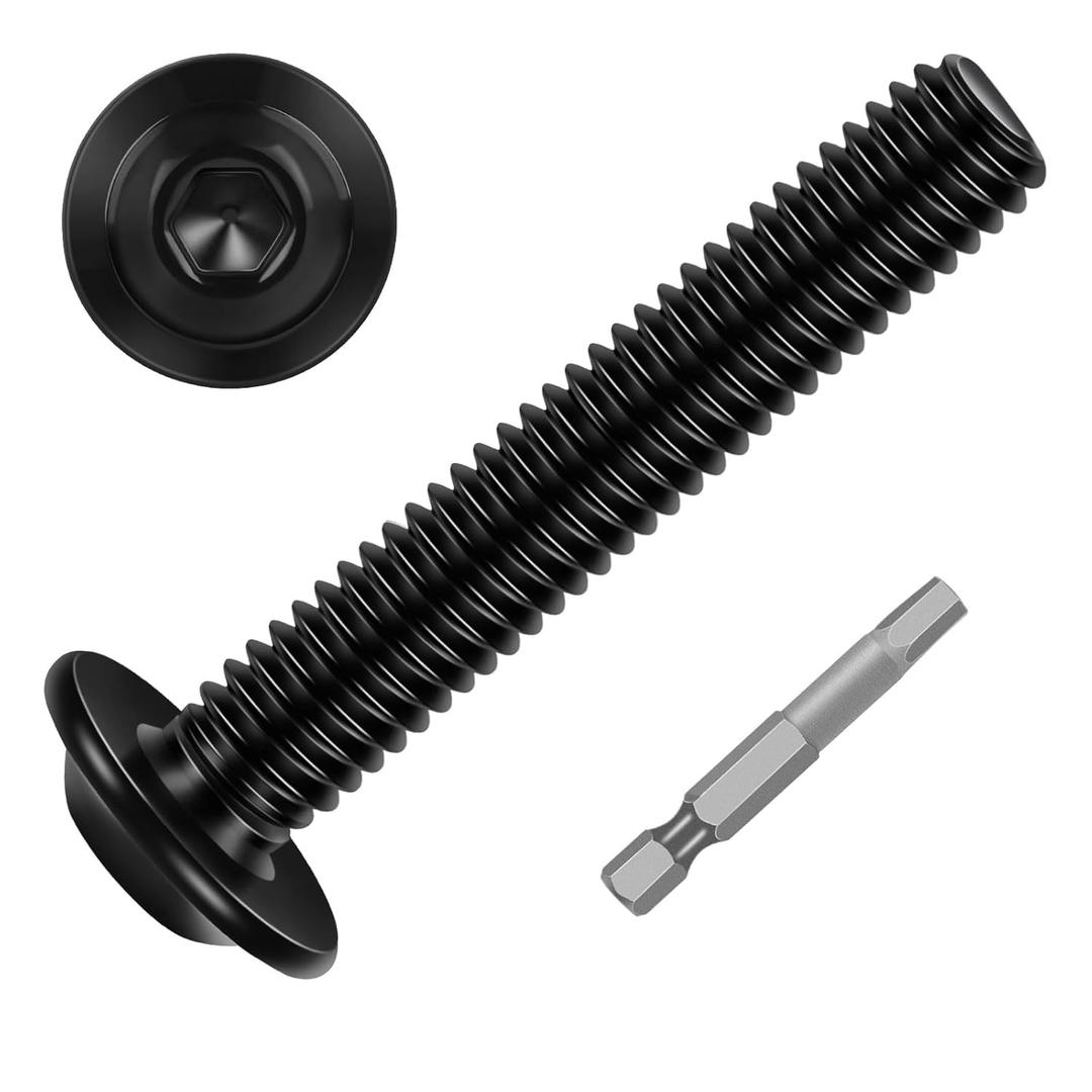 20-Piece M8-1.25 x 60mm Flange Button Head Screws - Black 304 Stainless Steel Socket Head Screws, Allen Hex Drive & Bit Included, Full Thread Machine Bolts