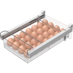 Vacane Large Refrigerator Drawer with Removable 28 Grid Egg Tray, Clear Egg Drawer for Fridge Organizer Bins, Fridge Storage Container Under Shelf Holder for Fruit,Vegetable,Meat,Cheese