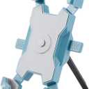 Motorcycle Phone Mount, 360 Rotation Motorbike Phone Holder Moped Scooter Rearview Mirror Holder Mount Anti Shake Universal for 4.0-6.8 Inch Smartphone - Adjustable  Quick Release  Cyan (ABS&Metal Alloy-Cyan)