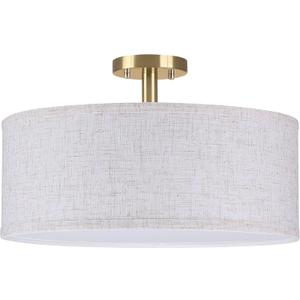 20 Inch Drum Gold 4 Light Semi Flush Mount Close to Ceiling Light Fixture,Linen Fabric Shade for Bedroom,Living Room,Dining Room Hallway