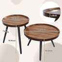 2 PCS Small Round Coffee Table Set, Mid Century Modern Coffee Tables for Living Room, Walnut Nesting Tables for Small Spaces, Easy Assembly Circle Wood Center Table,Black Nesting Coffee Table Set of 2, Medium