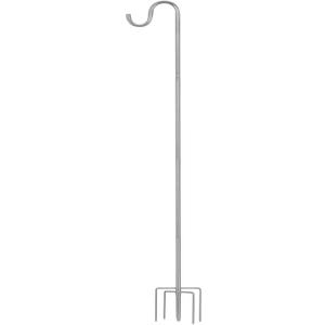 Ihomepark Shepherds Hook for Outdoor, 62 Inch Tall & 5/8 Inch Diameter Stainless Steel Heavy Duty Poles to Hang Outdoor Lights with 5 Prongs Base, Suitable for Bird Feeders or Wedding Decors(1pack) (Silver)