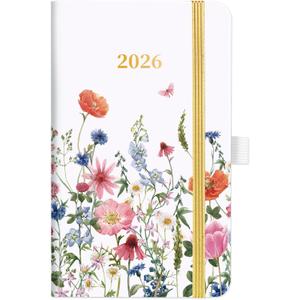 2026 Pocket Calendar - 2026 Pocket Planner for Purse, Jan. 2026 - Dec. 2026, 6.3''3.8'', Weekly & Monthly Planner with Pen Loop - Floral (White)