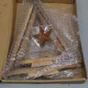 2Pack Wooden Tabletop Christmas Trees with Lights,Farmhouse Lighted Christmas Tree,Small Lighted Christma s Trees Decor for Home Table Fireplace Mantle Shelf Decor(Brown,Size:39.5*24cm /29.8*16cm)