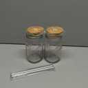 Wide Mouth Mason Jars 32 oz - (2 Pack) - Wide Mouth 32-Ounces Quart Mason Jars with Reusable M.E.M Bamboo Lids & Stainless Steel Straws - For Smoothies, Milk Shakes, Iced Coffee, Tea