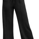 GRECERELLE Sweatpants Women Wide Leg High Waisted Baggy Pants Drawstring Workout Active Joggers Lounge Pants (X-Large, Black)