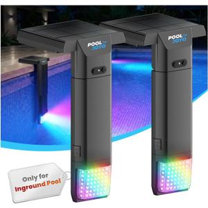 Solar Pool Lights Only for Inground Pools with Remote, 56 LEDs Brighter 3-Sided 180 Underwater Glow, 10 Colors 4 Modes, 3 Brightness Levels, IP68 Waterproof2 Pack