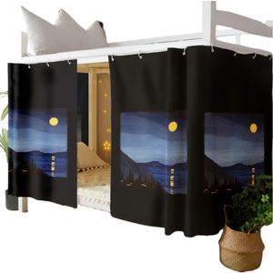 Dorm Bottom Bunk Bed Curtains Privacy Curtains 350g Dustproof Breathable Single Bed Blackout Curtains Panels Privacy Underbed Loft Bed Canopy Tent Curtain Shading Drapes for Dorm College Home 2 panels