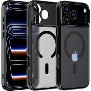 2 x Magnetic Slim Fit Case for iPhone 17 Pro Max 6.9", Compatible with MagSafe, Matte Hard PC Protective Cover, Military Grade Drop Protection, Full Camera Protection, Anti-Scratch Phone Case (Black)