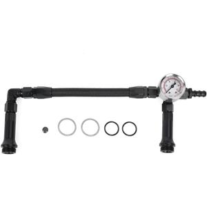 BARTOO 6AN Carburetor Dual Feed Fuel Line With Pressure Gauge For Holley 4150 Carburetor, Black