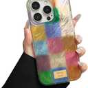 Gihklty Compatible with iPhone 14 Pro Max Case for Women, Cute Trendy Colorful Checkered Pattern Case with Shockproof Soft TPU and Hard PC Cover Designed for iPhone 14 Pro Max 6.7"