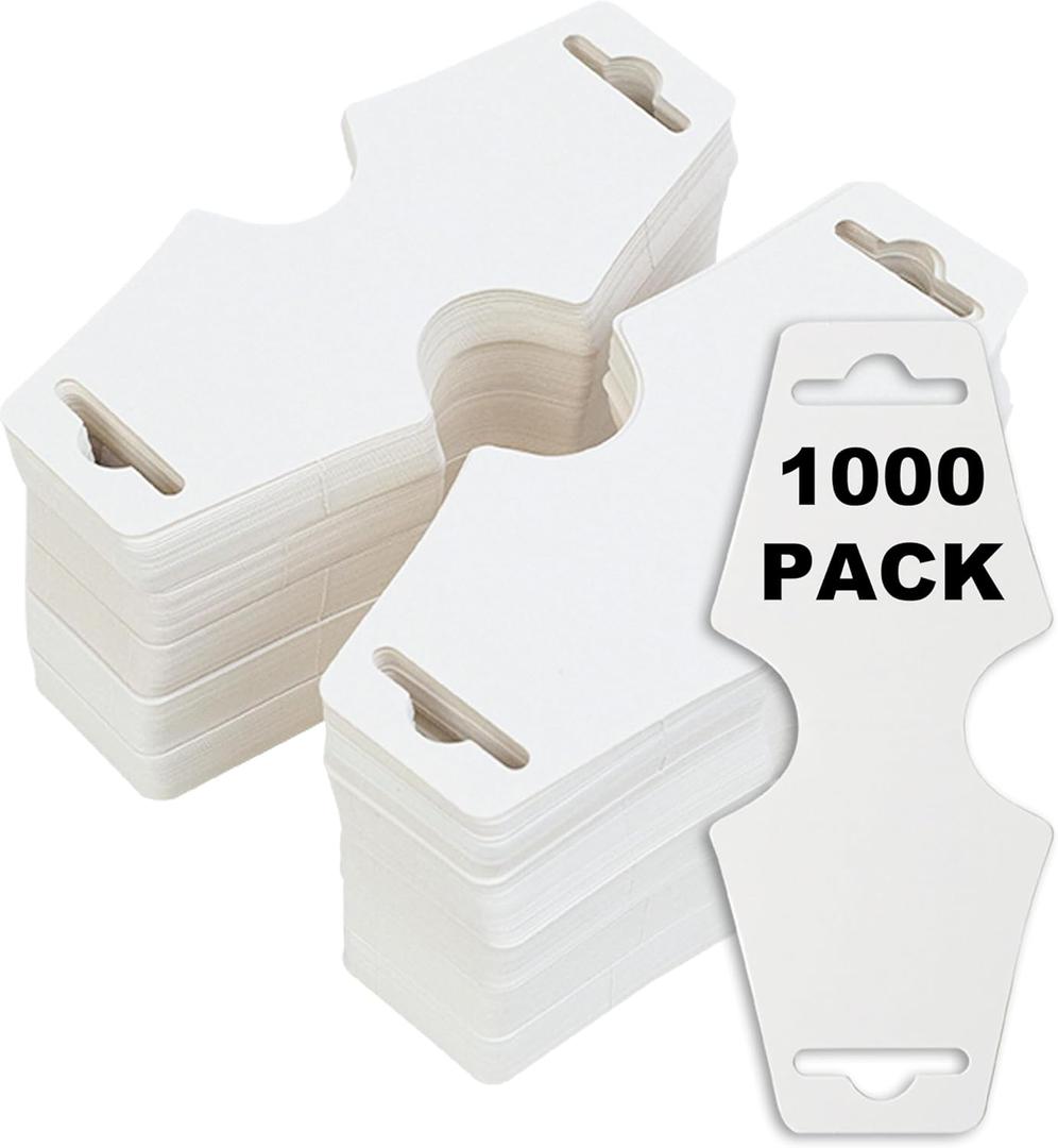 1000 Pack  Necklace Jewelry Bracelet Display Cards - Choker Display Cards, Easy and Simple for Display Your Jewelries, Necklace, Bracelets - Bulk 1000 Pack White