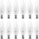 Seentech 12 Pack 60W 120V E12 Base B10 CTC Incandescent Light Bulbs, Transparent Candle Light Bulbs Perfect for Chandeliers, Ceiling Fan Lights, Pendants, Fireplace, Dimmable, Warm White 2700K