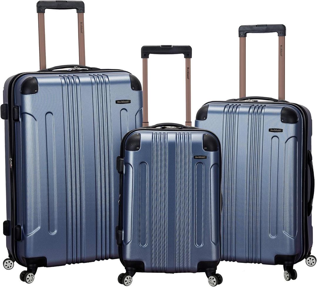 Rockland London Hardside 3 Piece Expandable Spinner Wheel Luggage Set, (20"/24"/28"), Blue